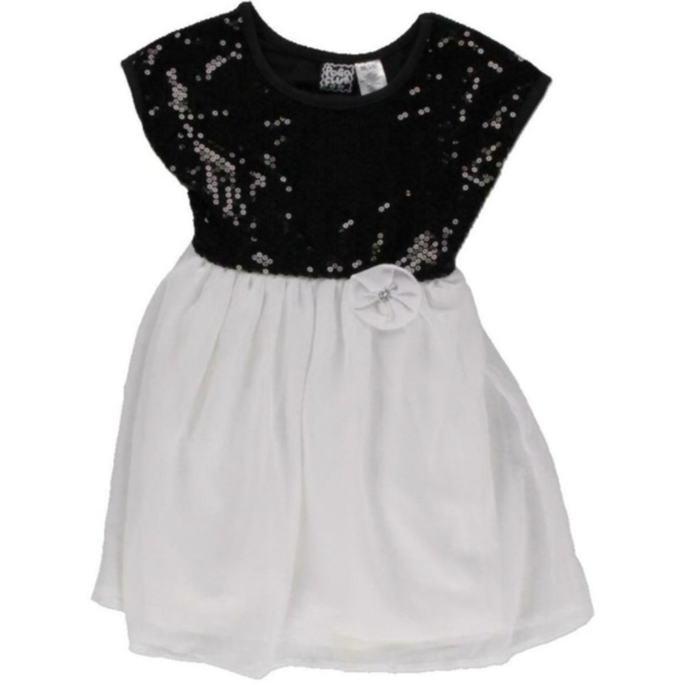 POGO CLUB B/W SEQUINS & CHIFFON GIRLS PARTY DRESS